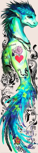 Free dragon bookmark featuring a dragon tattoo illustration